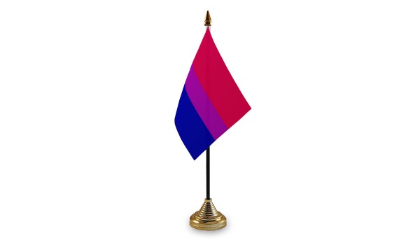 Bi-Pride Small Flag with Wooden Stand